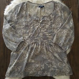 ON sheer patterned blouse